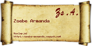 Zsebe Armanda névjegykártya